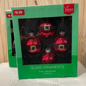 New Santa Belt Glass Ornaments Christmas Ball 8pcs Red And Black Glitter